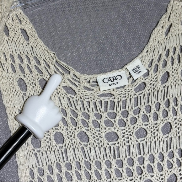 Crochet cardigan open knit long fringed Coachella country southwestern ivory L - Picture 10 of 10